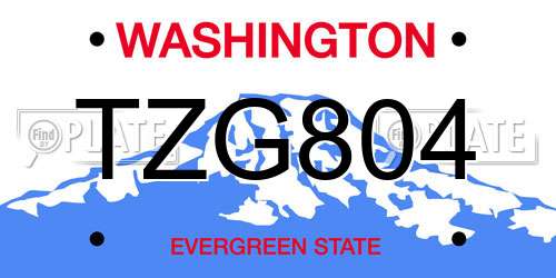 TZG804 Washington License Plate