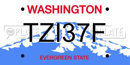 TZI37F Washington License Plate
