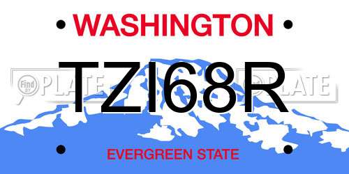 TZI68R Washington License Plate
