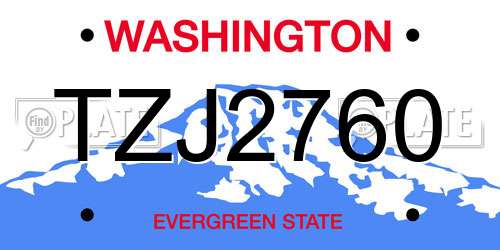 TZJ2760 Washington License Plate