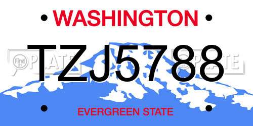 TZJ5788 Washington License Plate