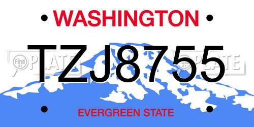TZJ8755 Washington License Plate
