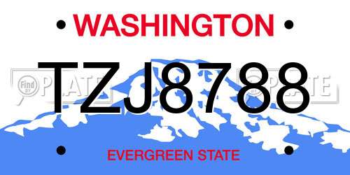 TZJ8788 Washington License Plate