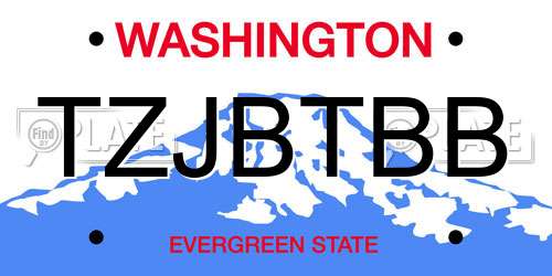 TZJBTBB Washington License Plate