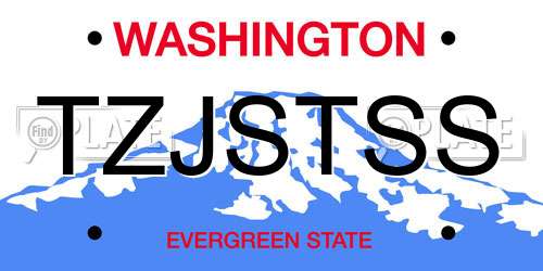 TZJSTSS Washington License Plate