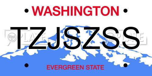 TZJSZSS Washington License Plate