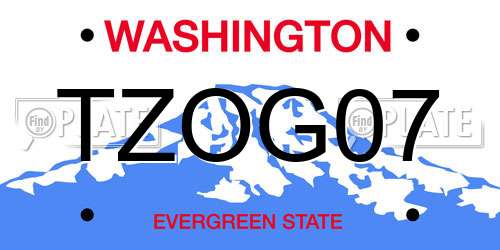 TZOG07 Washington License Plate