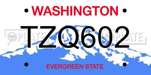 TZQ602 Washington License Plate