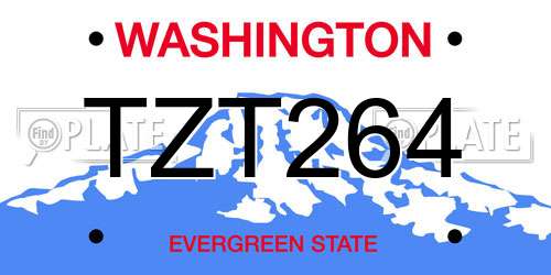 TZT264 Washington License Plate