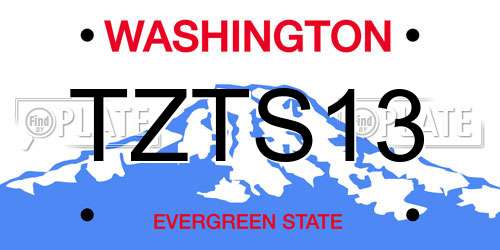 TZTS13 Washington License Plate