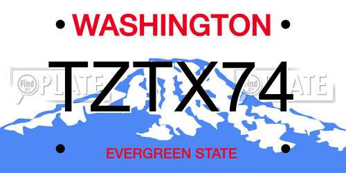 TZTX74 Washington License Plate