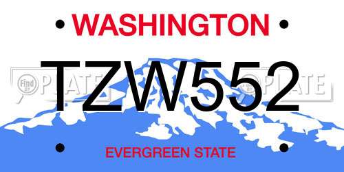 TZW552 Washington License Plate