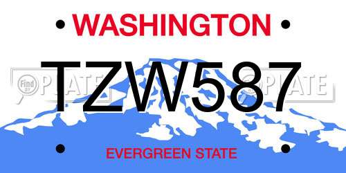TZW587 Washington License Plate