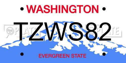 TZWS82 Washington License Plate