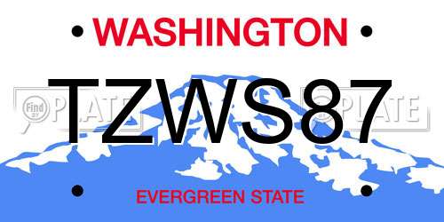 TZWS87 Washington License Plate