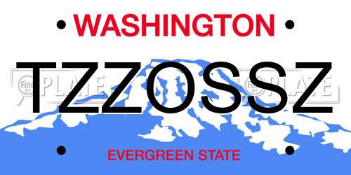 TZZOSSZ Washington License Plate