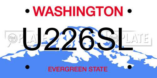 U226SL Washington License Plate
