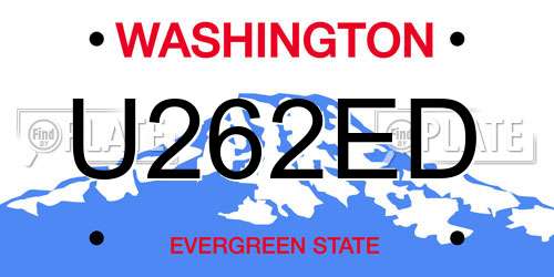 U262ED Washington License Plate