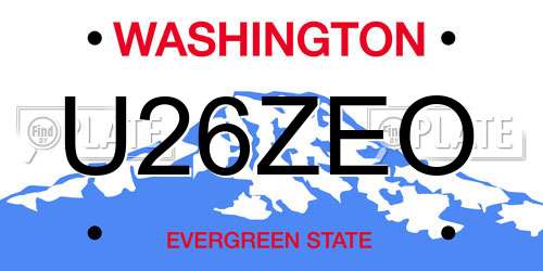U26ZEO Washington License Plate