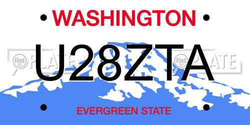 U28ZTA Washington License Plate