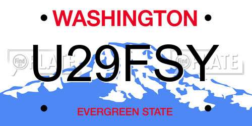 U29FSY Washington License Plate