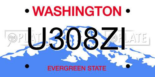 U308ZI Washington License Plate