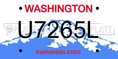 U7265L Washington License Plate