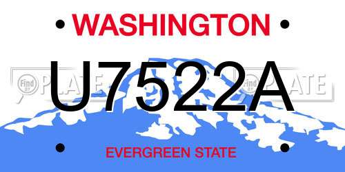U7522A Washington License Plate