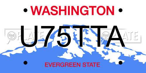 U75TTA Washington License Plate