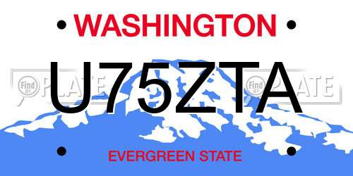 U75ZTA Washington License Plate