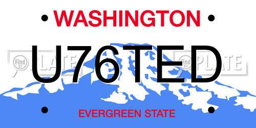 U76TED Washington License Plate