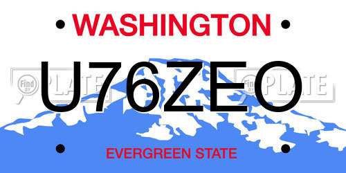 U76ZEO Washington License Plate