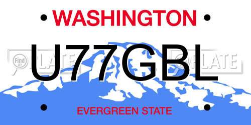 U77GBL Washington License Plate
