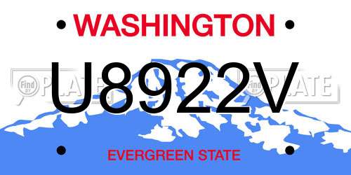 U8922V Washington License Plate