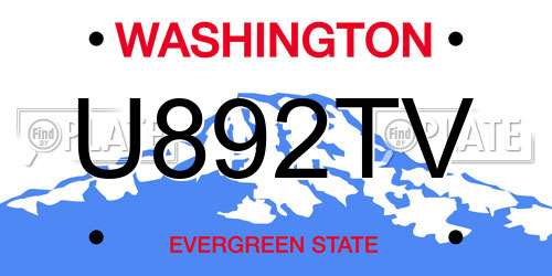 U892TV Washington License Plate