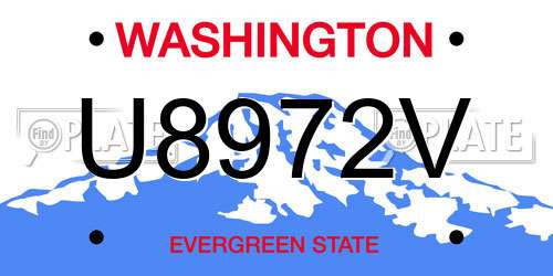 U8972V Washington License Plate