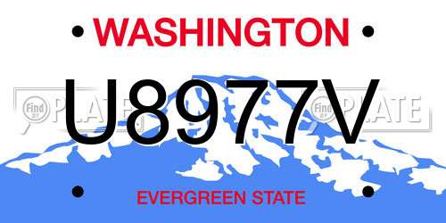U8977V Washington License Plate