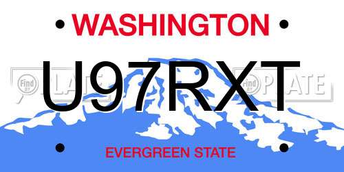 U97RXT Washington License Plate