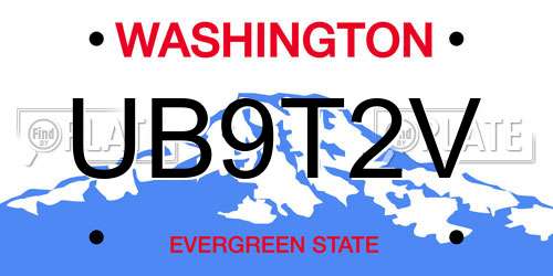 UB9T2V Washington License Plate