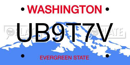 UB9T7V Washington License Plate