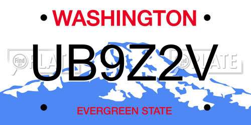 UB9Z2V Washington License Plate