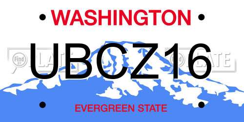 UBCZ16 Washington License Plate