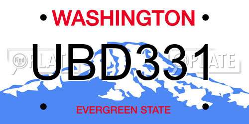 UBD331 Washington License Plate