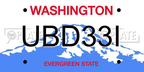 UBD33I Washington License Plate