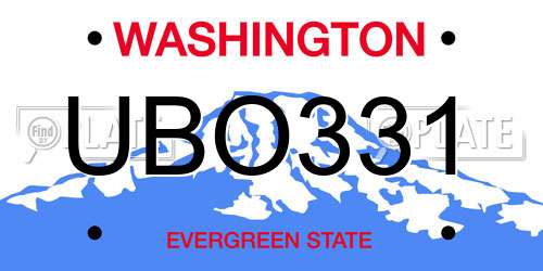 UBO331 Washington License Plate