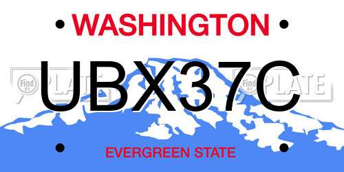 UBX37C Washington License Plate