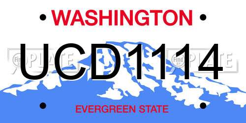 UCD1114 Washington License Plate