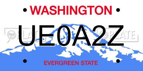 UE0A2Z Washington License Plate