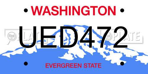UED472 Washington License Plate