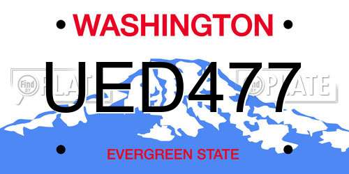 UED477 Washington License Plate